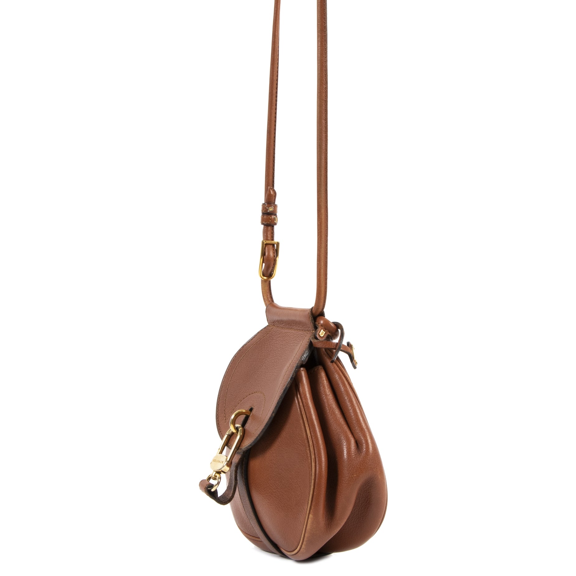 Delvaux Mini Cognac Cerceau Crossboy Bag