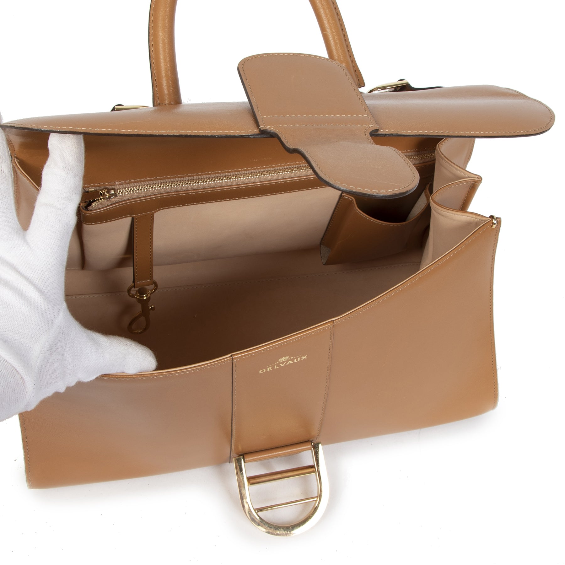Authentic secondhand Delvaux Brillant East West Camel Bag designer bags fashion designer brands luxury vintage webshop safe secure online shopping worldwide shipping delivery
