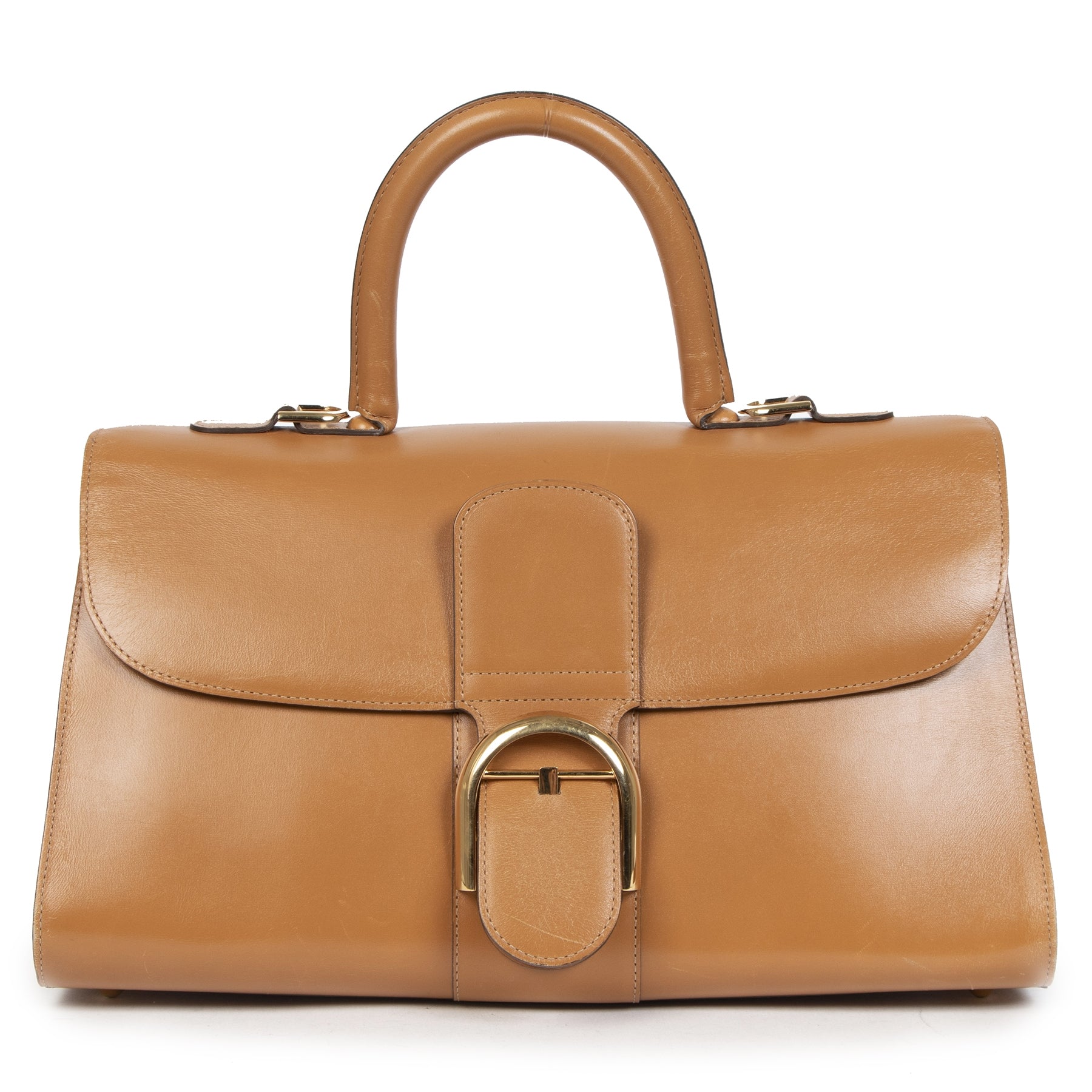 Authentieke Tweedehands Delvaux Brillant East West Camel Bag juiste prijs veilig online shoppen luxe merken webshop winkelen Antwerpen België mode fashion