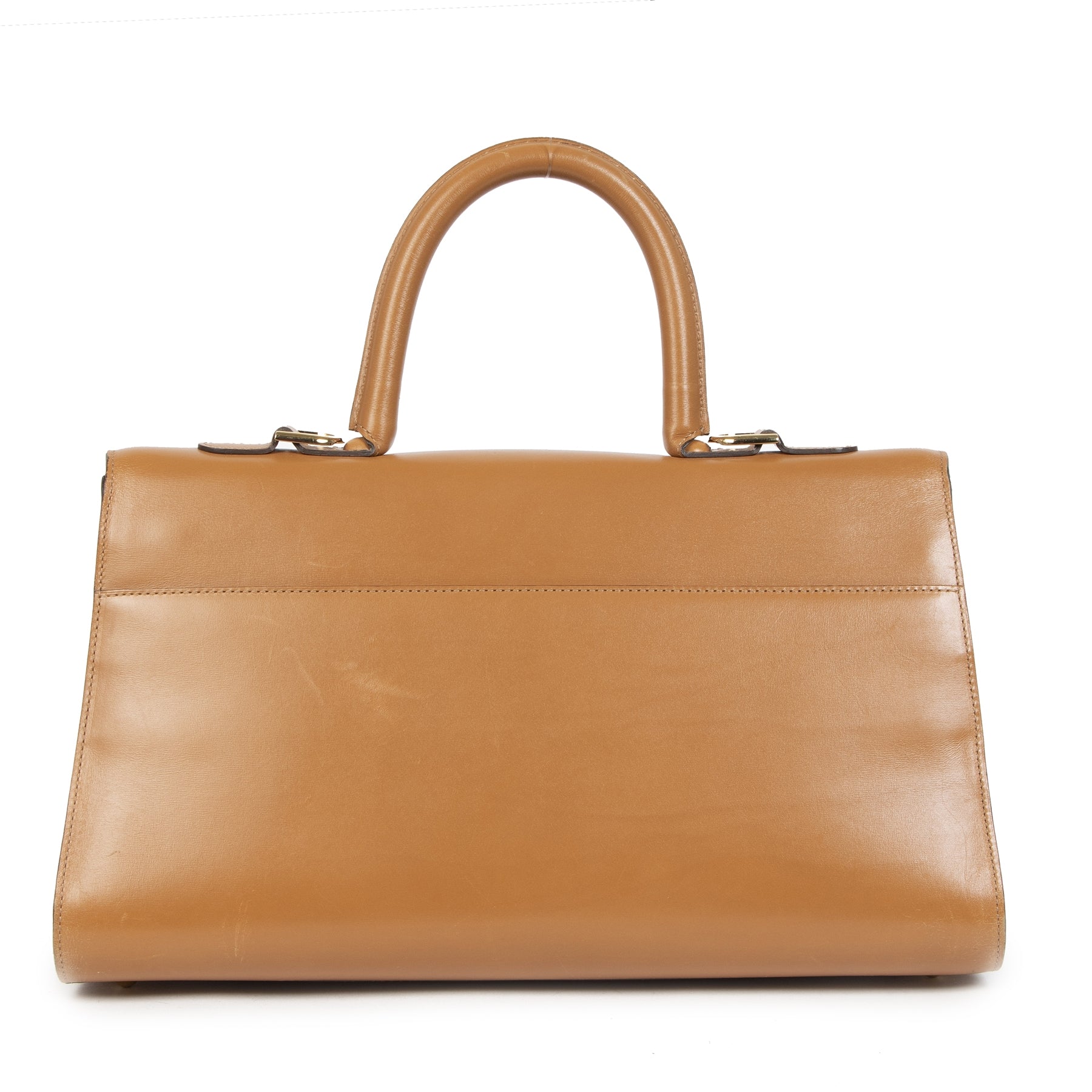 Authentieke Tweedehands Delvaux Brillant East West Camel Bag juiste prijs veilig online shoppen luxe merken webshop winkelen Antwerpen België mode fashion