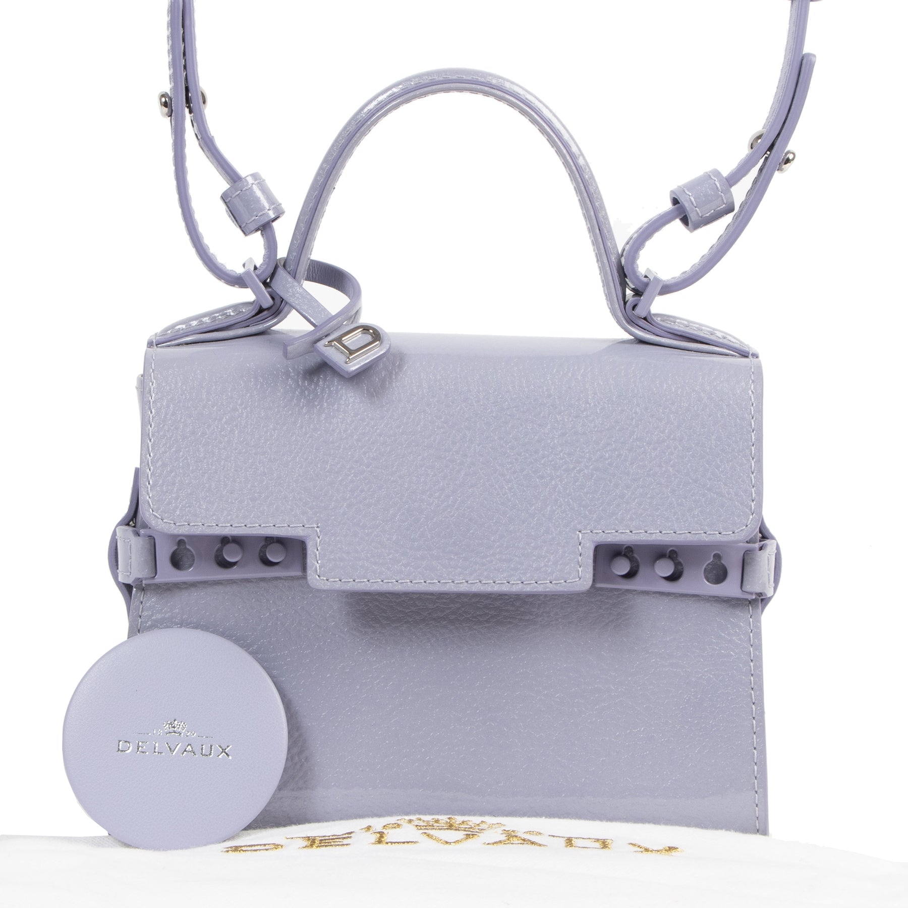 shop safe online acheter en ligne seconde main Delvaux Tempête Lilac Micro Crossbody Bag