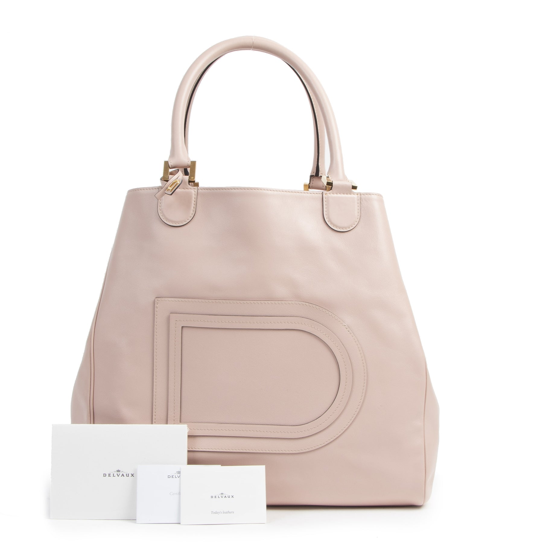 Authentic designer Delvaux Poudré Pink Le Louise GM Shoulder Bag