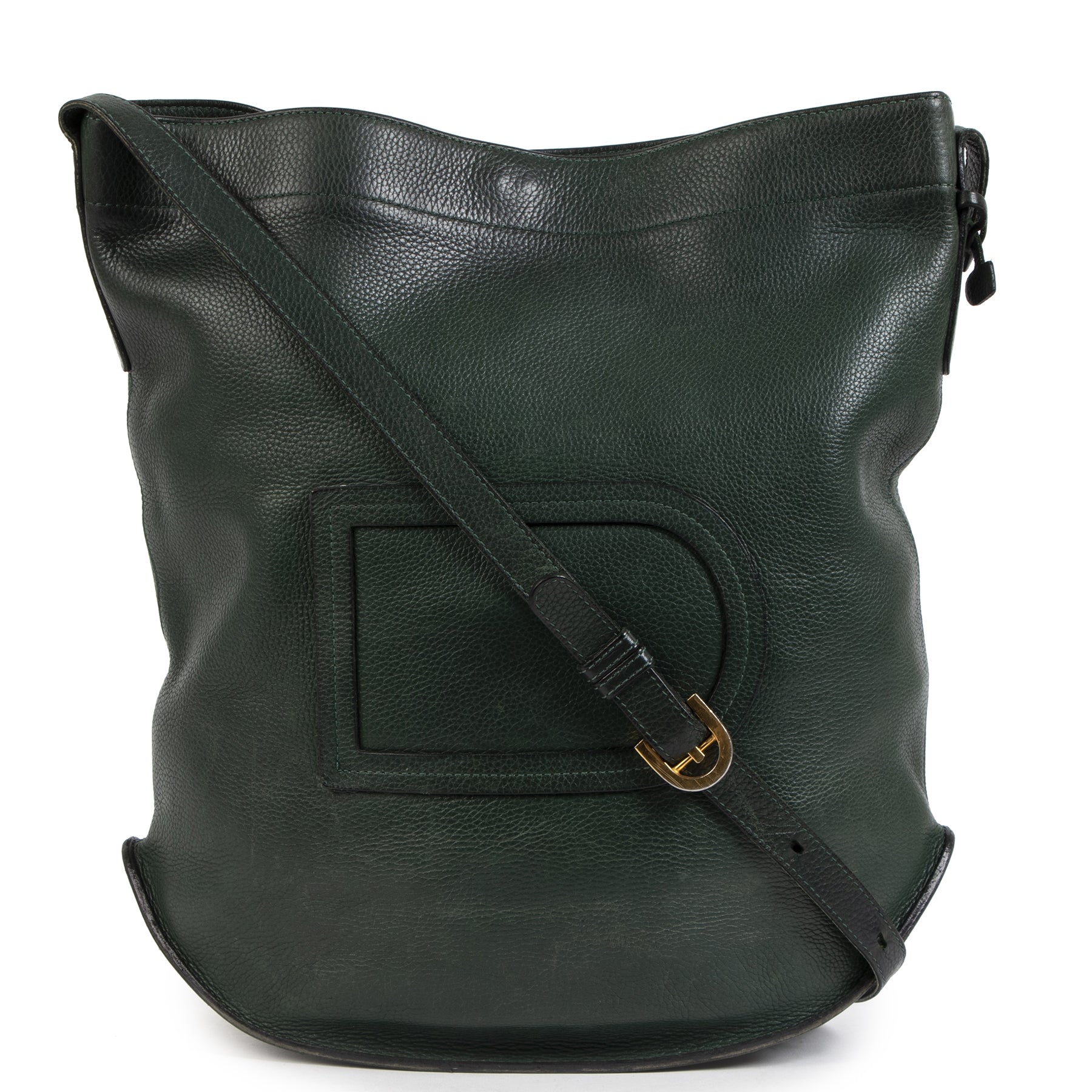 Authentic second-hand vintage Delvaux Le Pin Dark Green Shoulder Bag at online webshop LabelLOV