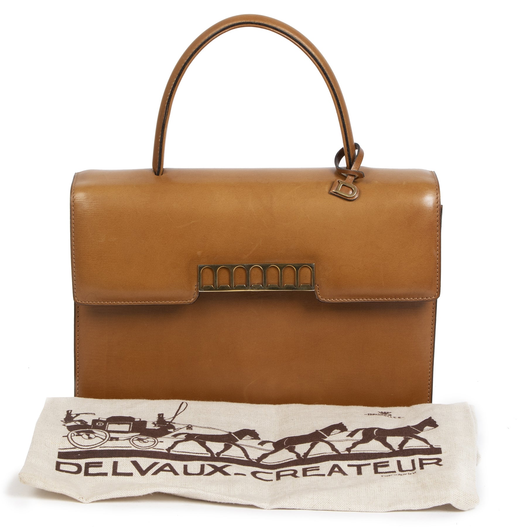 Delvaux Cognac Leather Top Handle Bag
