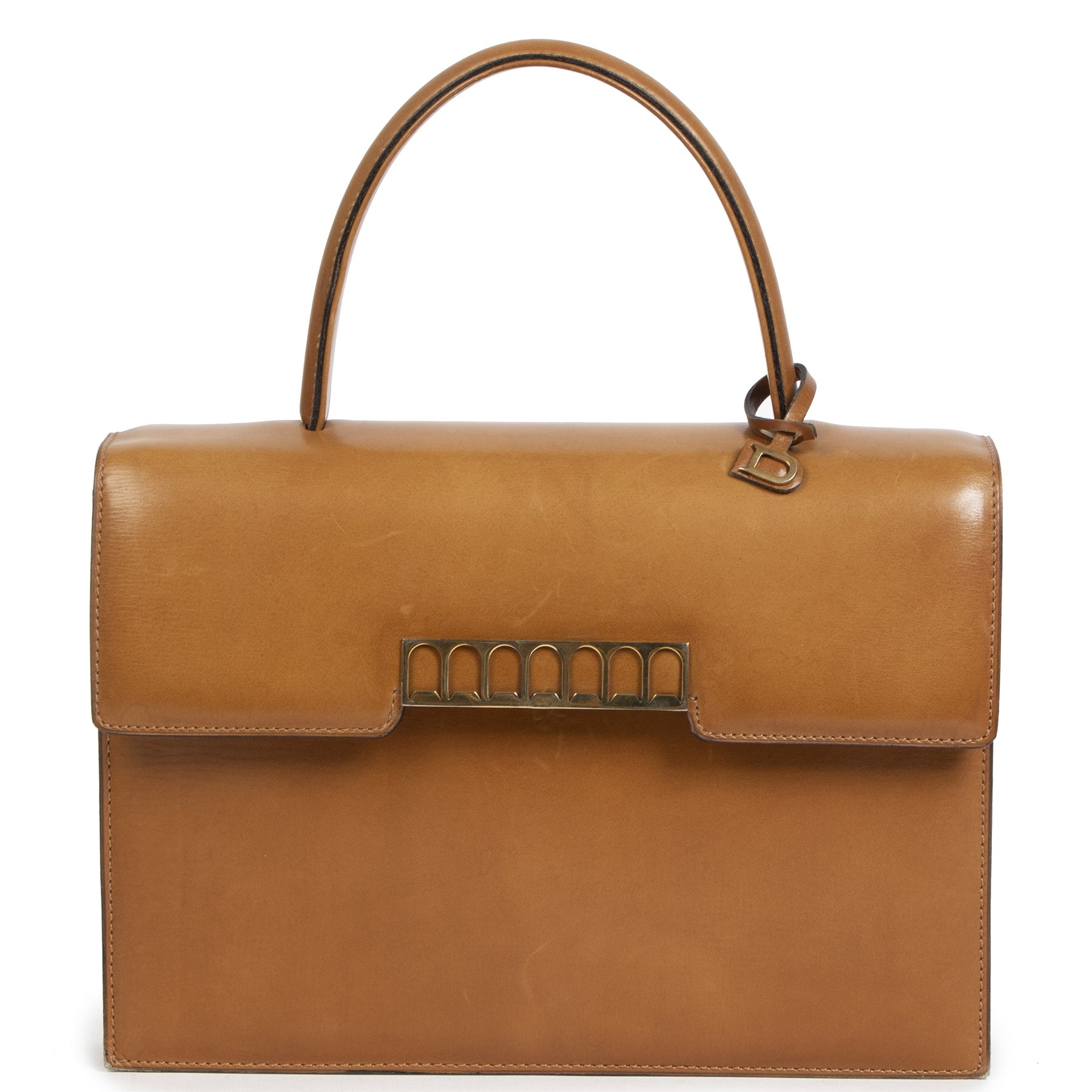 Delvaux Cognac Leather Top Handle Bag