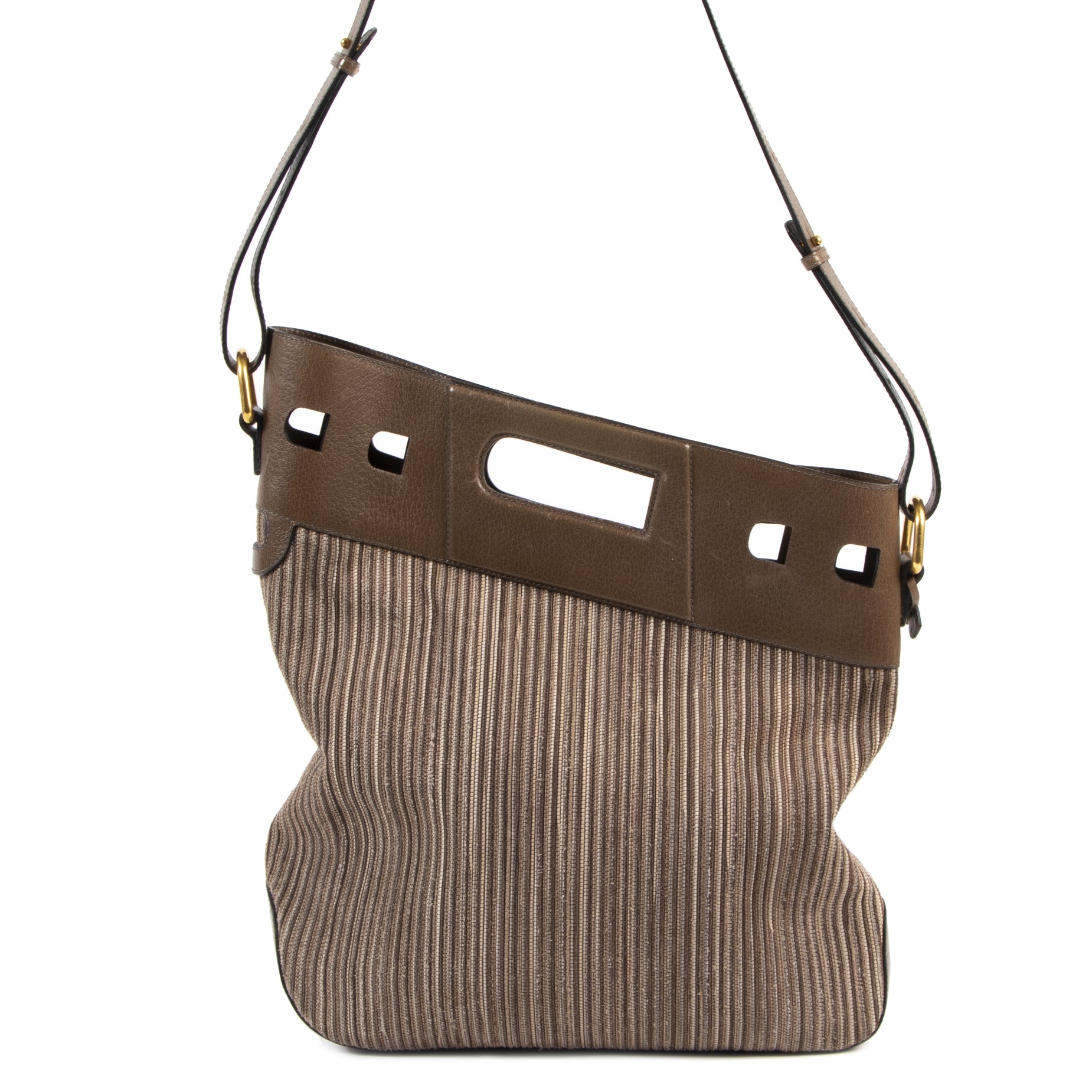 Delvaux Toile De Cuire Taupe Shoulder Bag