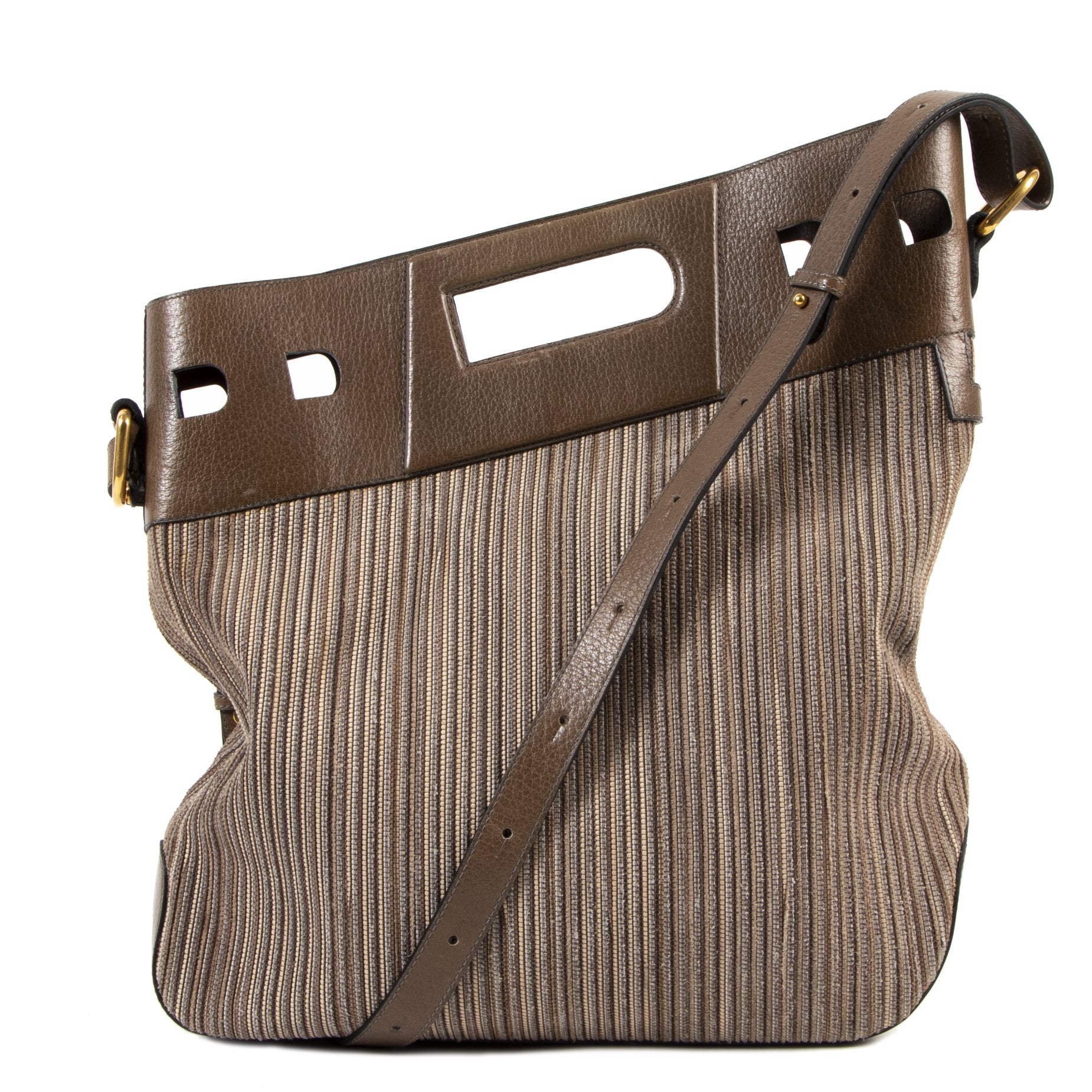 shop safe online Delvaux Toile De Cuire Taupe Shoulder Bag