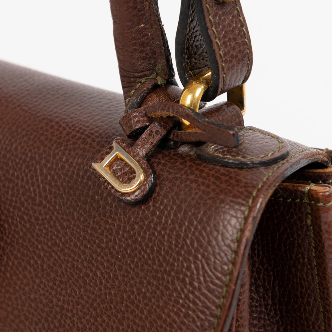 Authentieke Tweedehands Delvaux Brillant Brown PM Bag juiste prijs veilig online shoppen luxe merken webshop winkelen Antwerpen België mode fashion