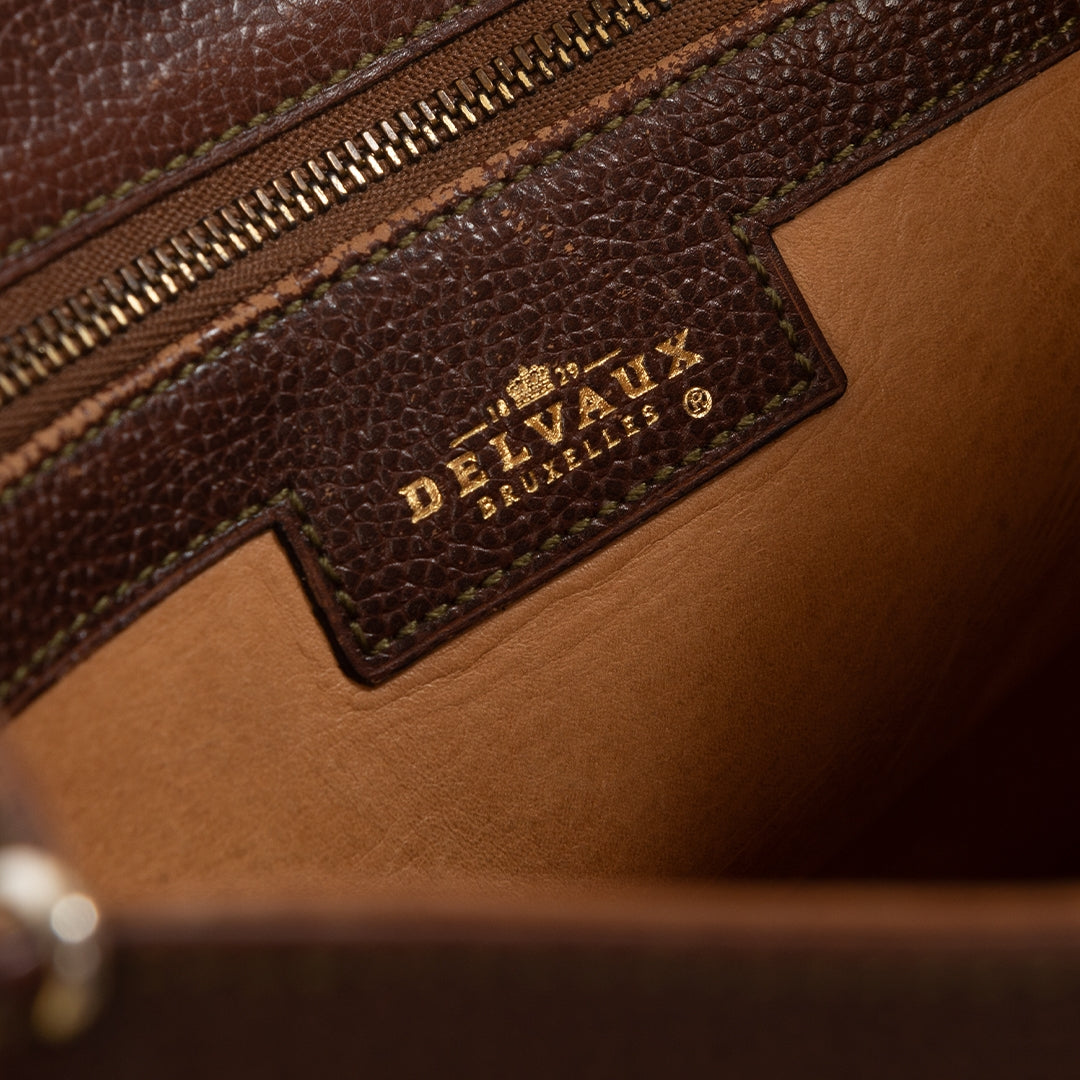 Authentieke Tweedehands Delvaux Brillant Brown PM Bag juiste prijs veilig online shoppen luxe merken webshop winkelen Antwerpen België mode fashion