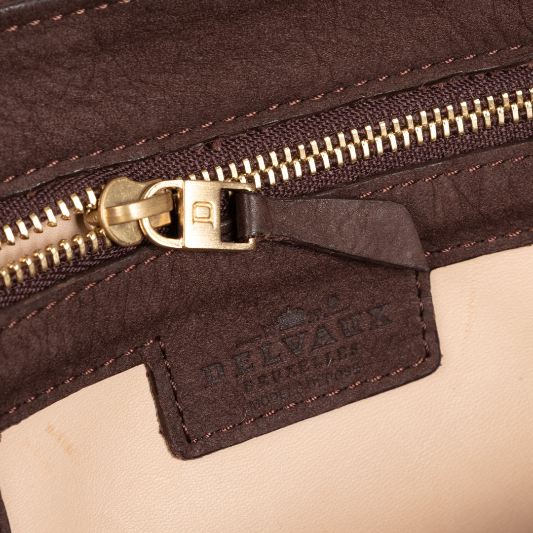 Delvaux Chocolate Brown Brillant Suede Tote