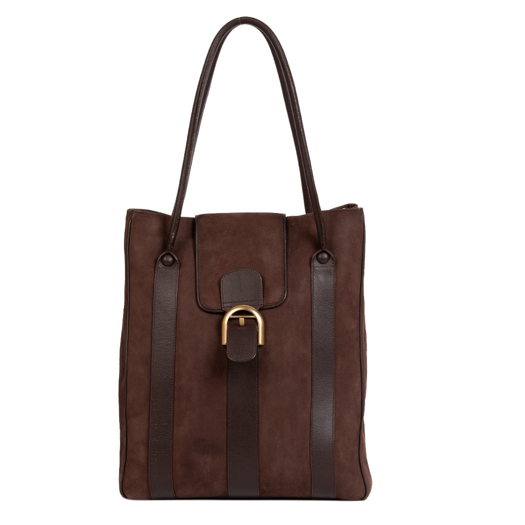 Delvaux Chocolate Brown Brillant Suede Tote