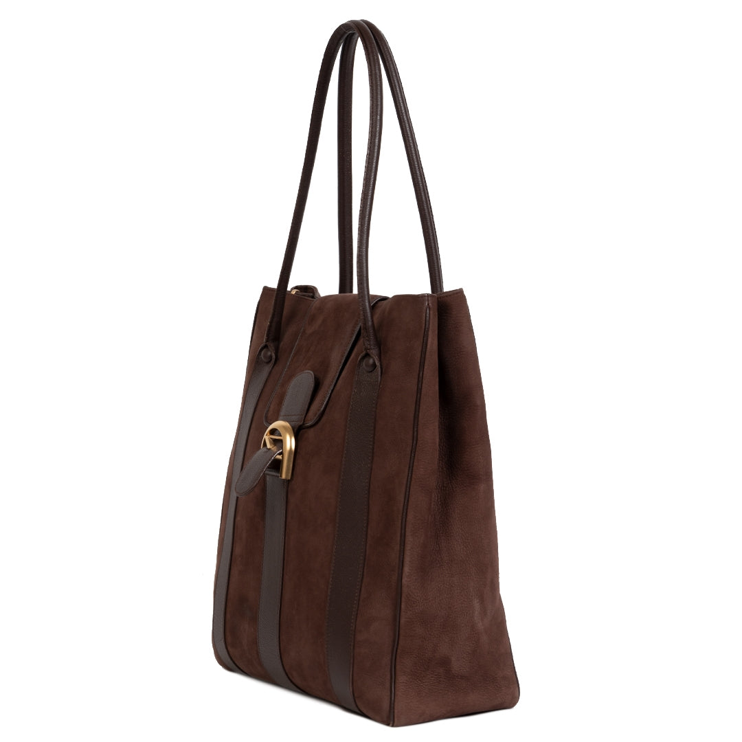 Delvaux Chocolate Brown Brillant Suede Tote