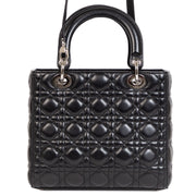 Christian Dior Lady Dior Black Calfskin Leather Bag for sale online at Labellov secondhand luxury