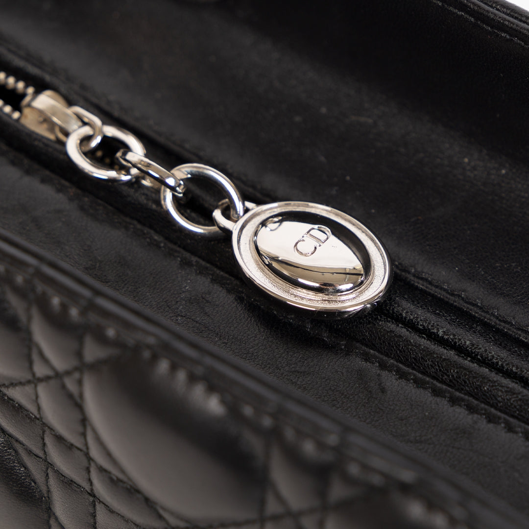 Christian Dior Lady Dior Black Calfskin Leather Bag