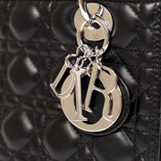 Christian Dior Lady Dior Black Calfskin Leather Bag