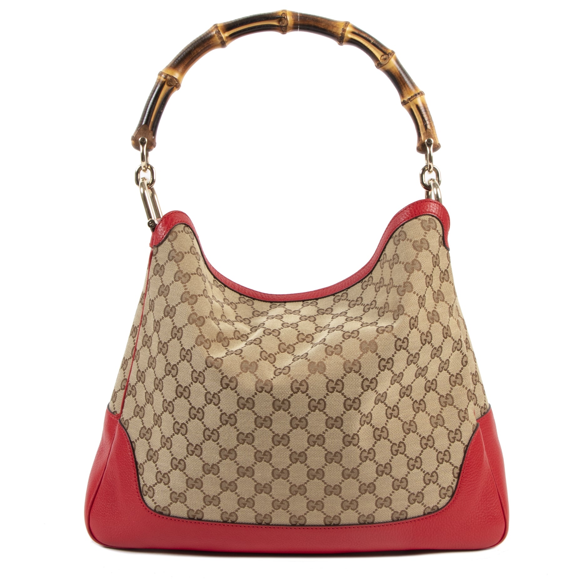 Buy and sell your authentic designer Gucci Monogram Red Diana Medium Bamboo Shoulder Bag