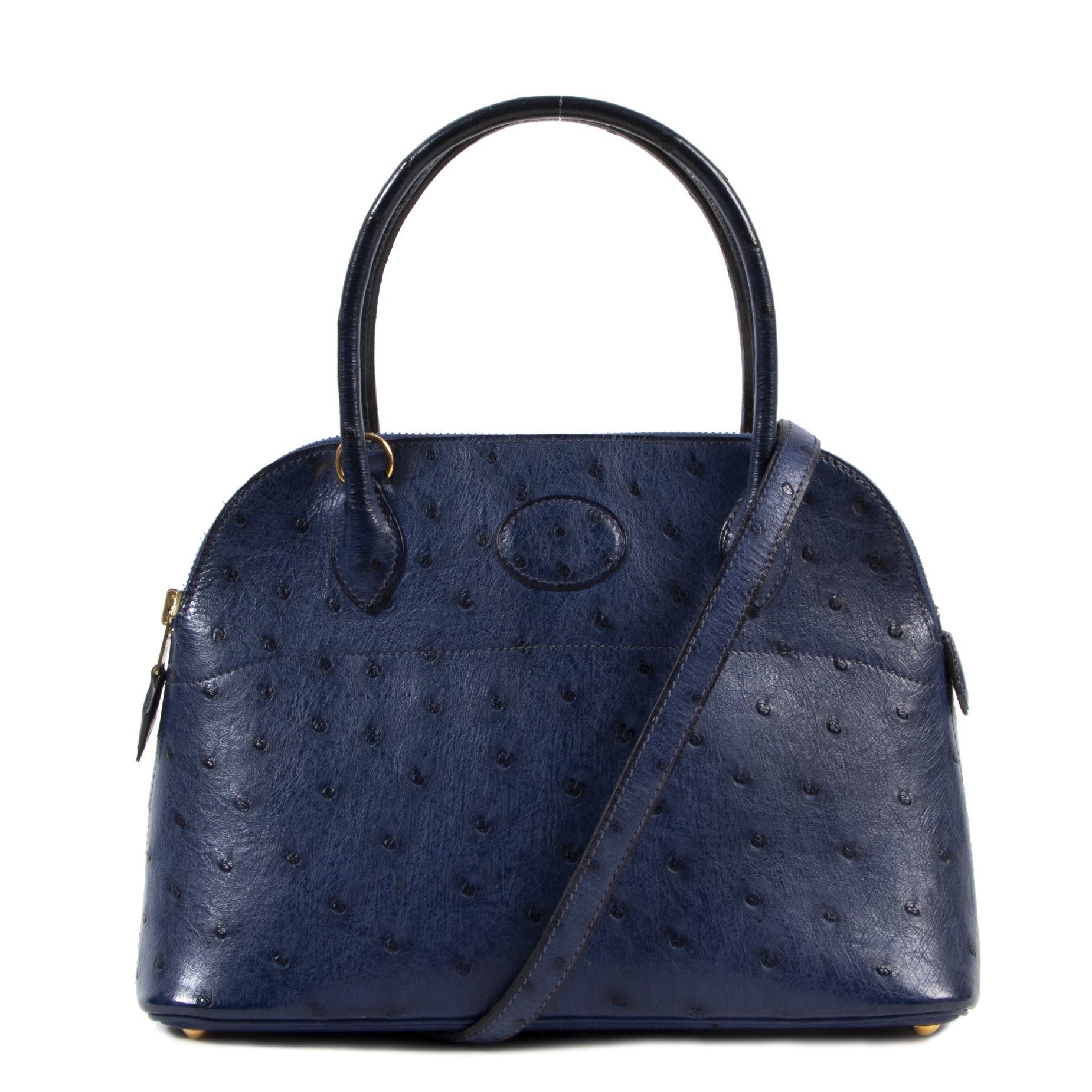 Hermès Bolide 27 Blue Ostrich + Strap for the best price at Labellov