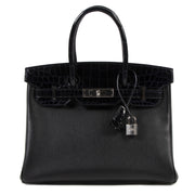Hermès Birkin 30 Touch Noir Bleu Marine Taurillon Novilo Croco Niloticus PHW for the best price at Labellov