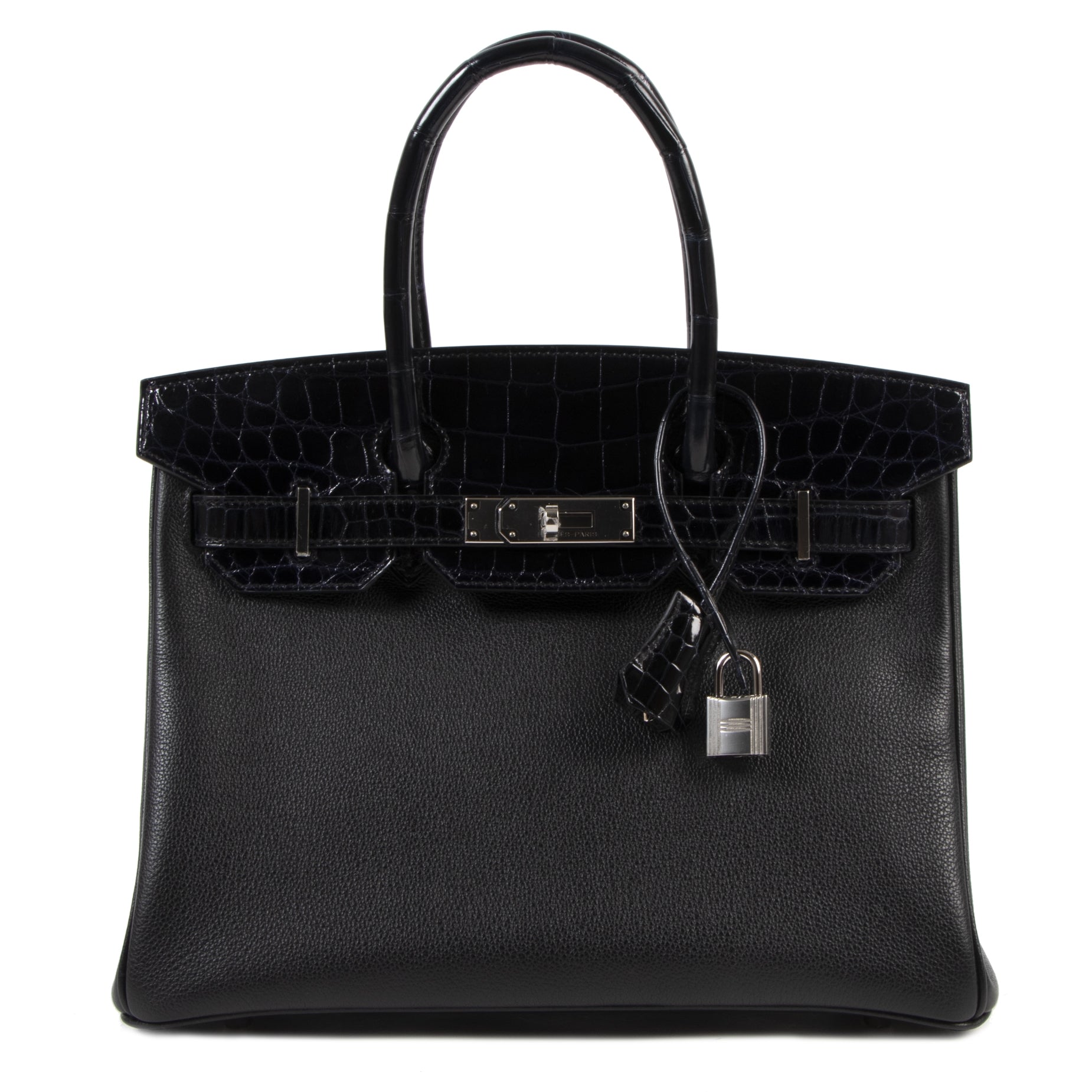 Hermès Birkin 30 Touch Noir Bleu Marine Taurillon Novilo Croco Niloticus PHW for the best price at Labellov