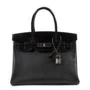 Hermès Birkin 30 Touch Noir Bleu Marine Taurillon Novilo Croco Niloticus PHW