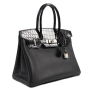 Hermès Birkin 30 Touch Noir Bleu Marine Taurillon Novilo Croco Niloticus PHW for the best price at Labellov secondhand luxury