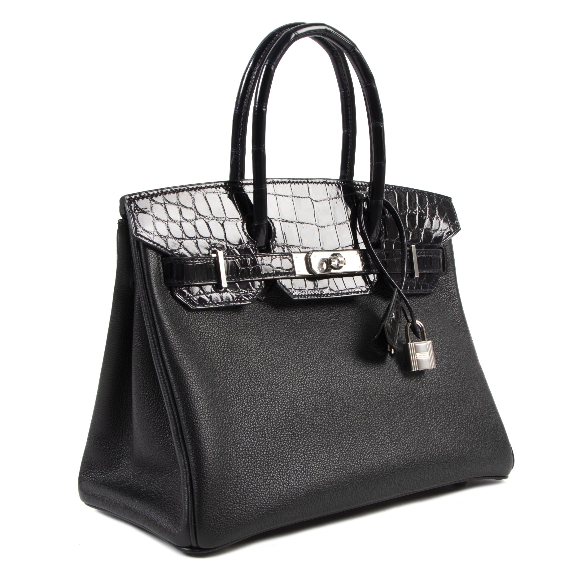 Hermès Birkin 30 Touch Noir Bleu Marine Taurillon Novilo Croco Niloticus PHW for the best price at Labellov secondhand luxury