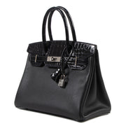 100% authentic Hermès Birkin 30 Touch Noir Bleu Marine Taurillon Novilo Croco Niloticus PHW for the best price