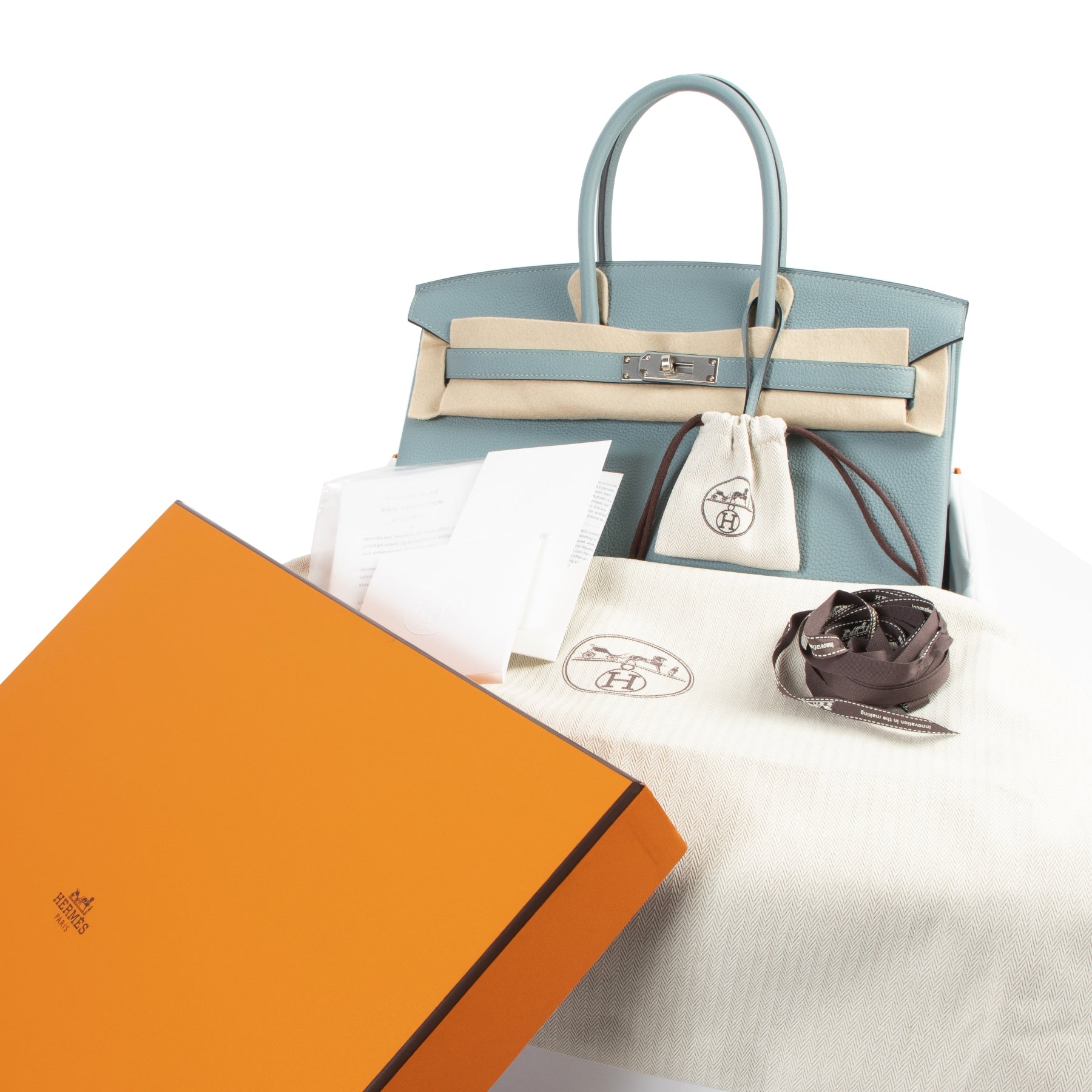 acheter en ligne seconde main Hermès Birkin 35 Ciel Togo PHW