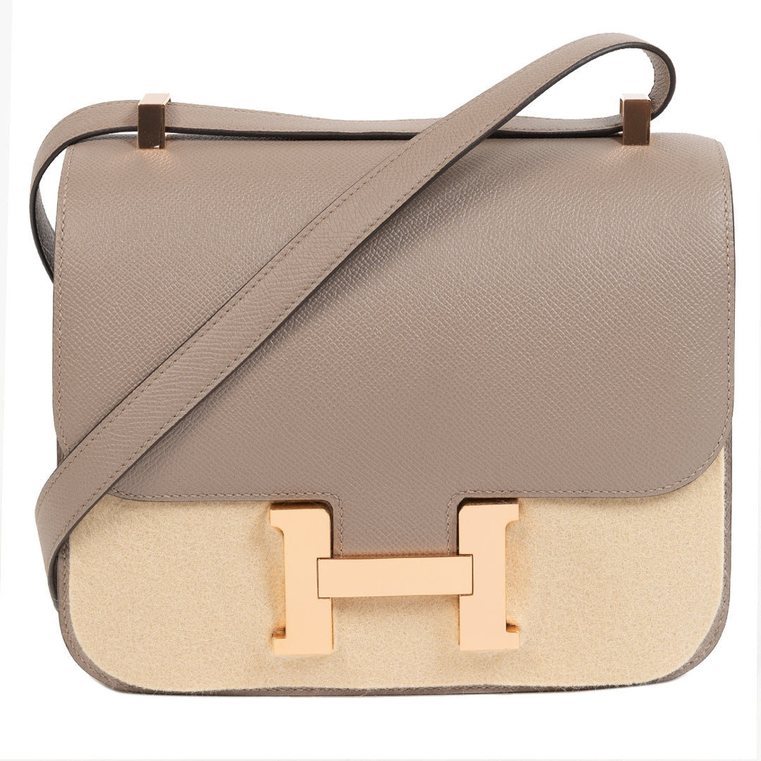Hermes Constance 24cm gris asphalt epsom rose gold hardware