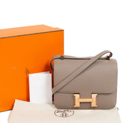 Hermes Constance 24cm gris asphalt epsom rose gold hardware