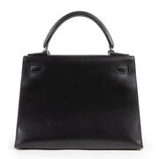 Authentic secondhand Hermes Kelly 28 Black Boxcalf + Strap designer bags fashion luxury vintage webshop safe secure online shopping high end brands
