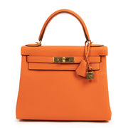Hermès Kelly Retourne 28 Togo Feu GHW pour le meilleur prix chez Labellov