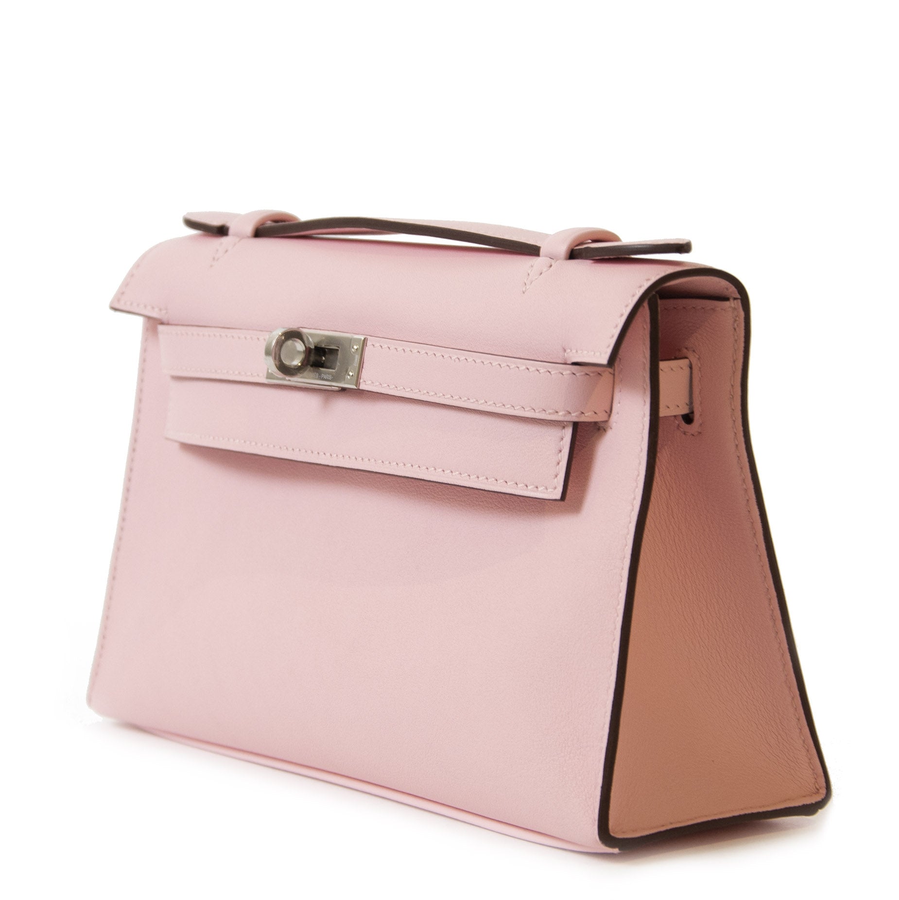 koop online tegen de beste prijs Hermes Kelly Mini Pochette Swift Rose Sakura PHW brand new never used