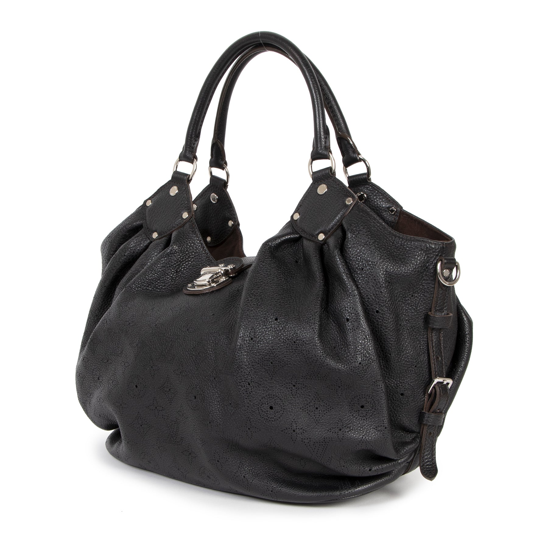 Sac Mahina Monogram perforé en cuir noir Louis Vuitton