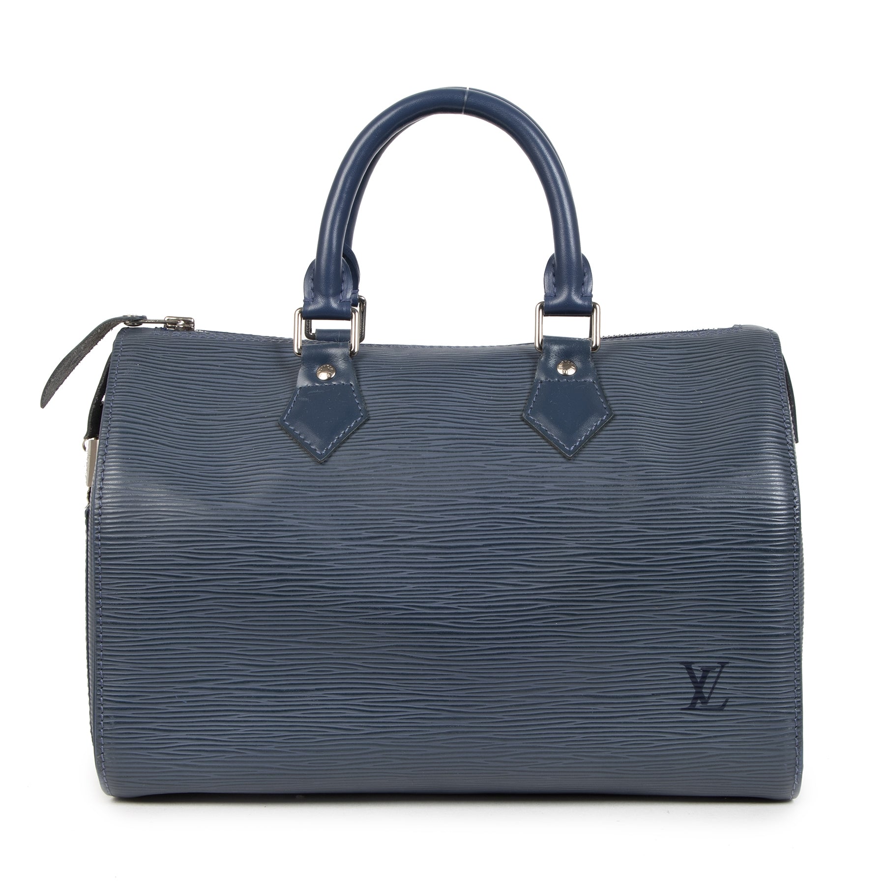 Authentieke Tweedehands Louis Vuitton Navy Blue Epi Leather Speedy juiste prijs veilig online shoppen luxe merken webshop winkelen Antwerpen België mode fashion