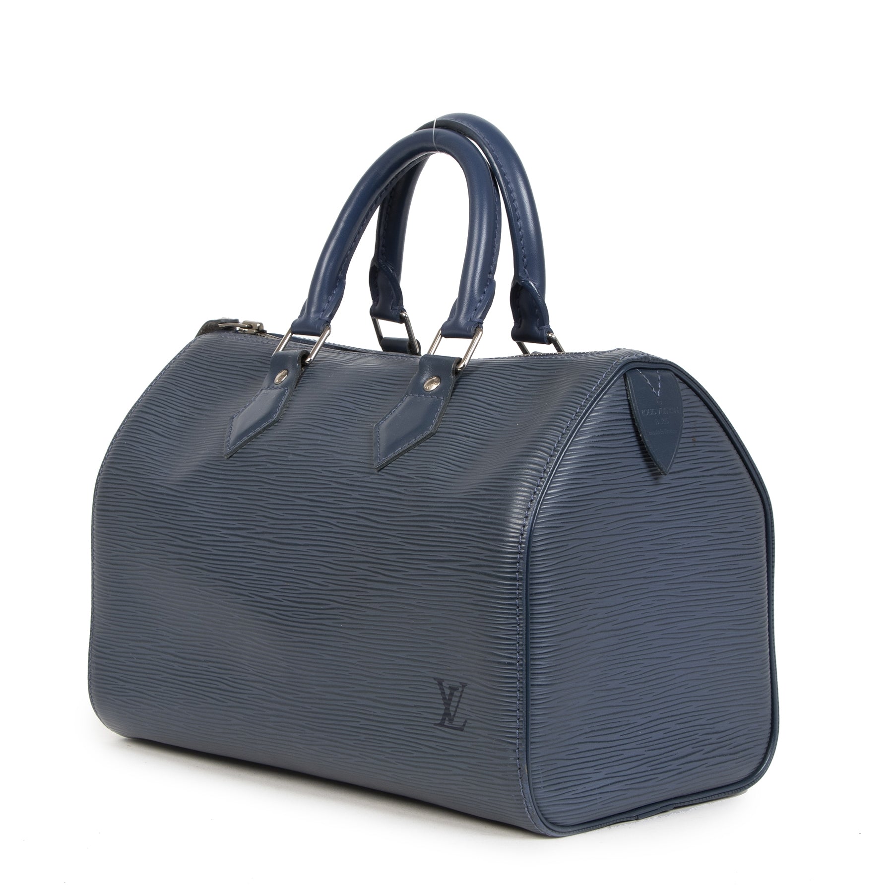 Authentieke Tweedehands Louis Vuitton Navy Blue Epi Leather Speedy juiste prijs veilig online shoppen luxe merken webshop winkelen Antwerpen België mode fashion