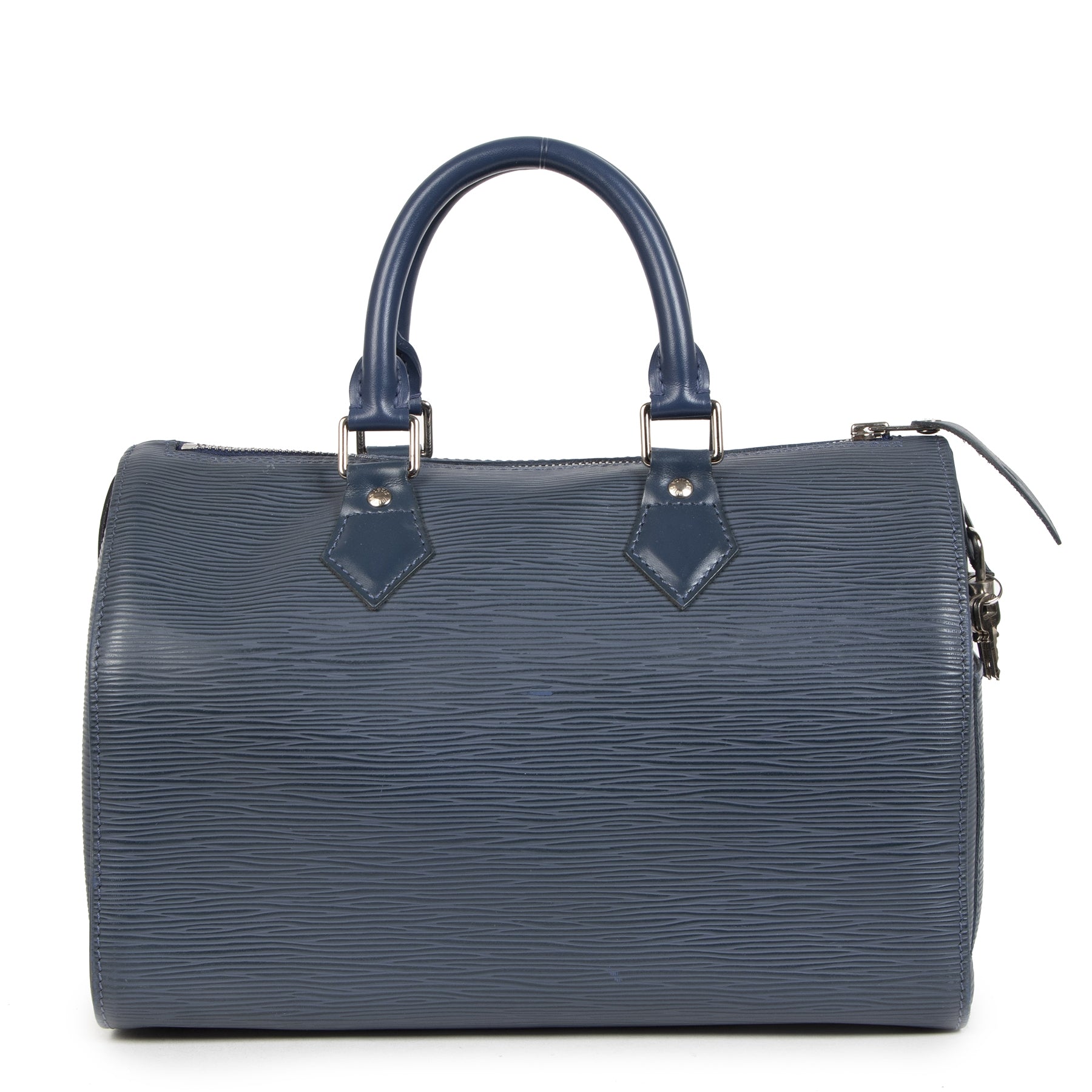Authentic secondhand Louis Vuitton Navy Blue Epi Leather Speedy designer bags fashion luxury vintage webshop safe secure online shopping worldwide shipping