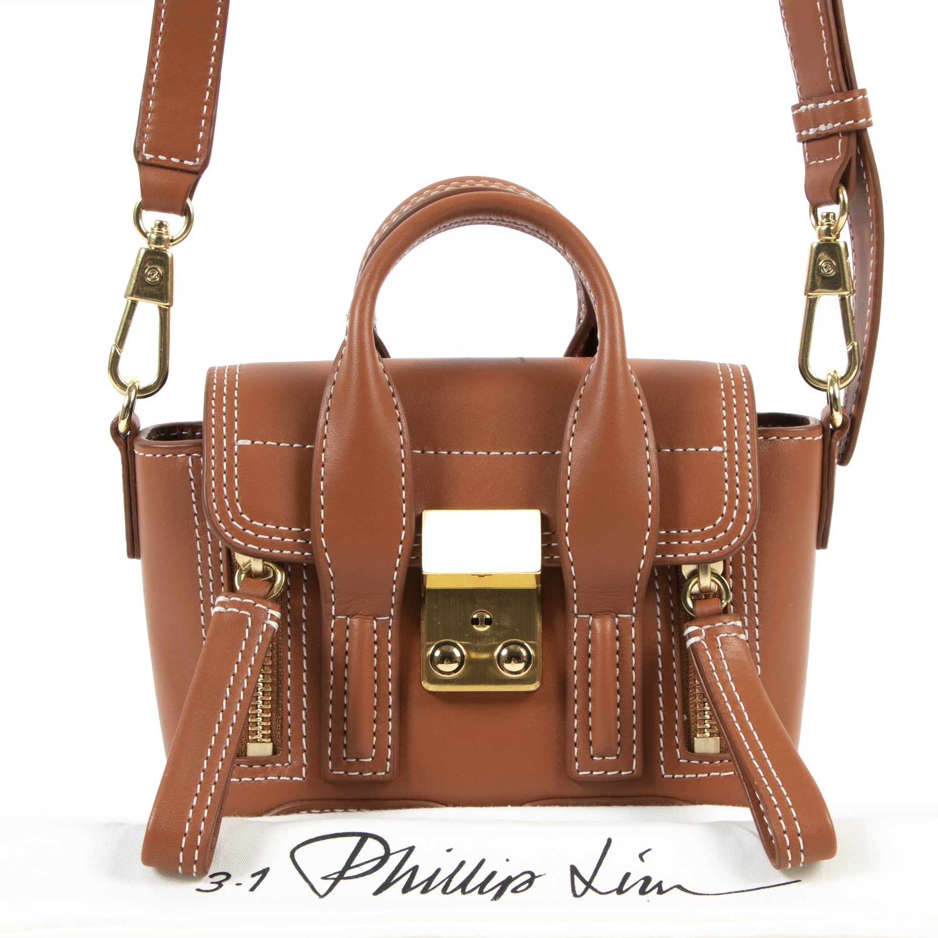 3.1 Phillip Lim Cognac Leather Mini Pashli