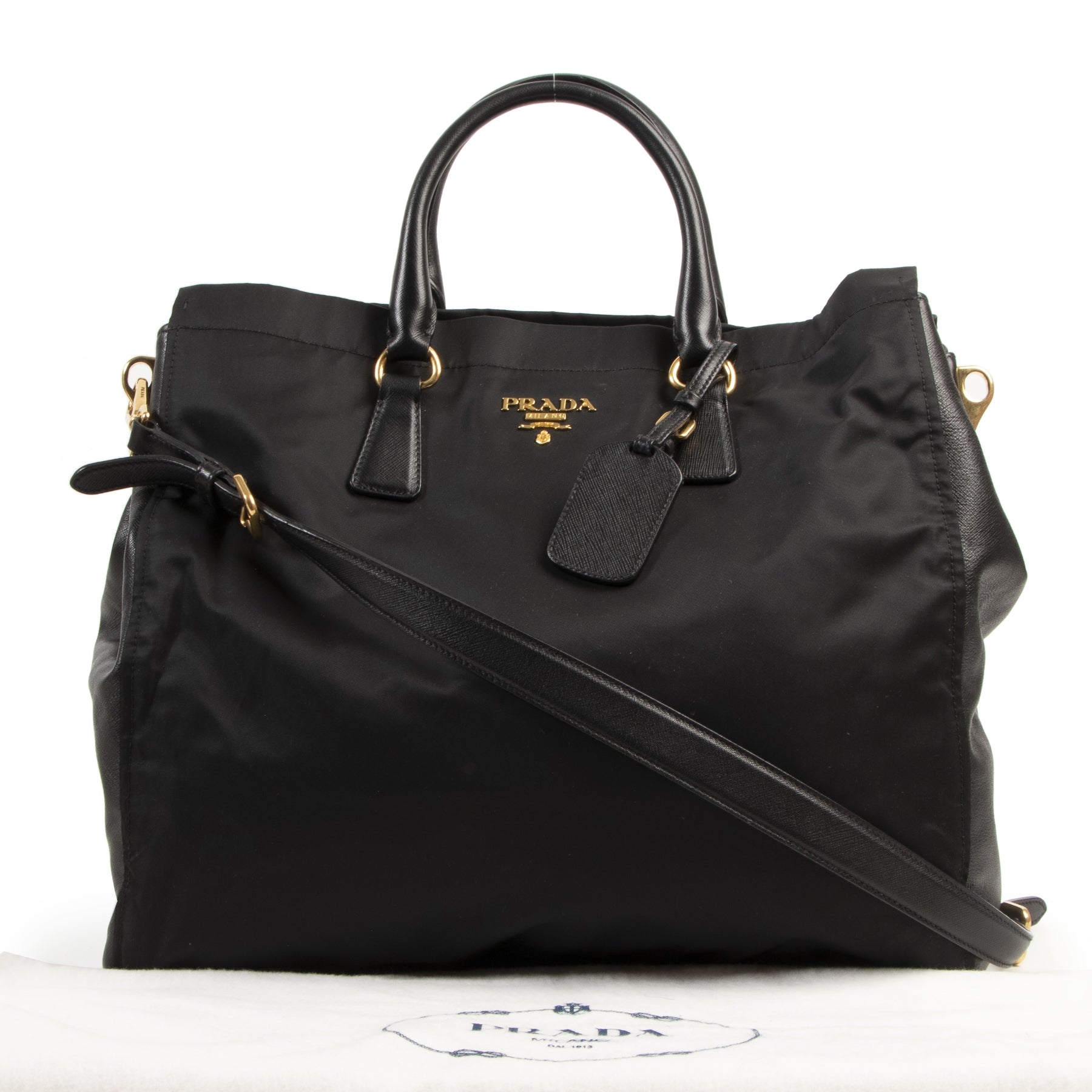 Prada Nylon Saffiano Leather Tote Shopper kopen en verkopen aan de beste prijs