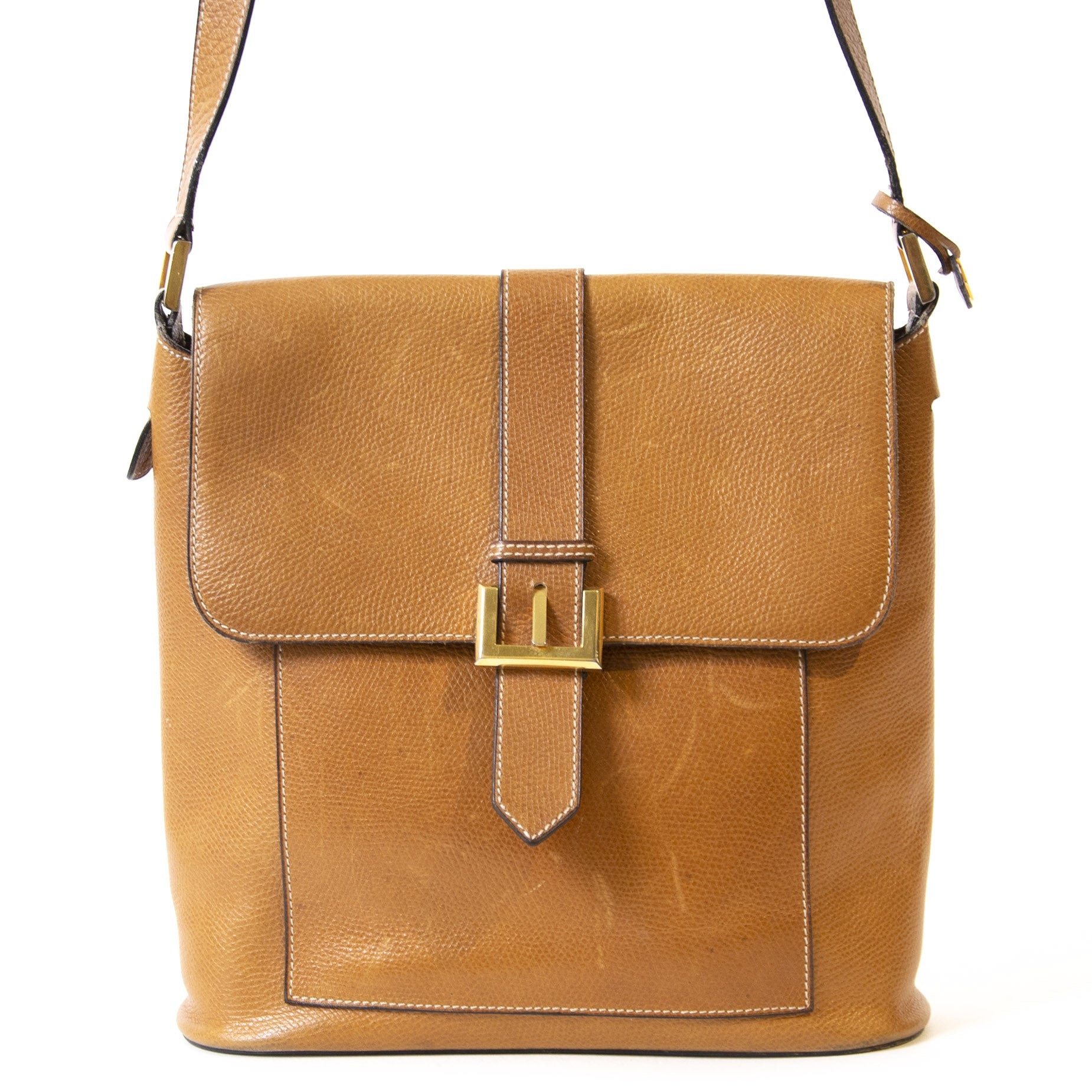 Delvaux Cognac Leren Schoudertas