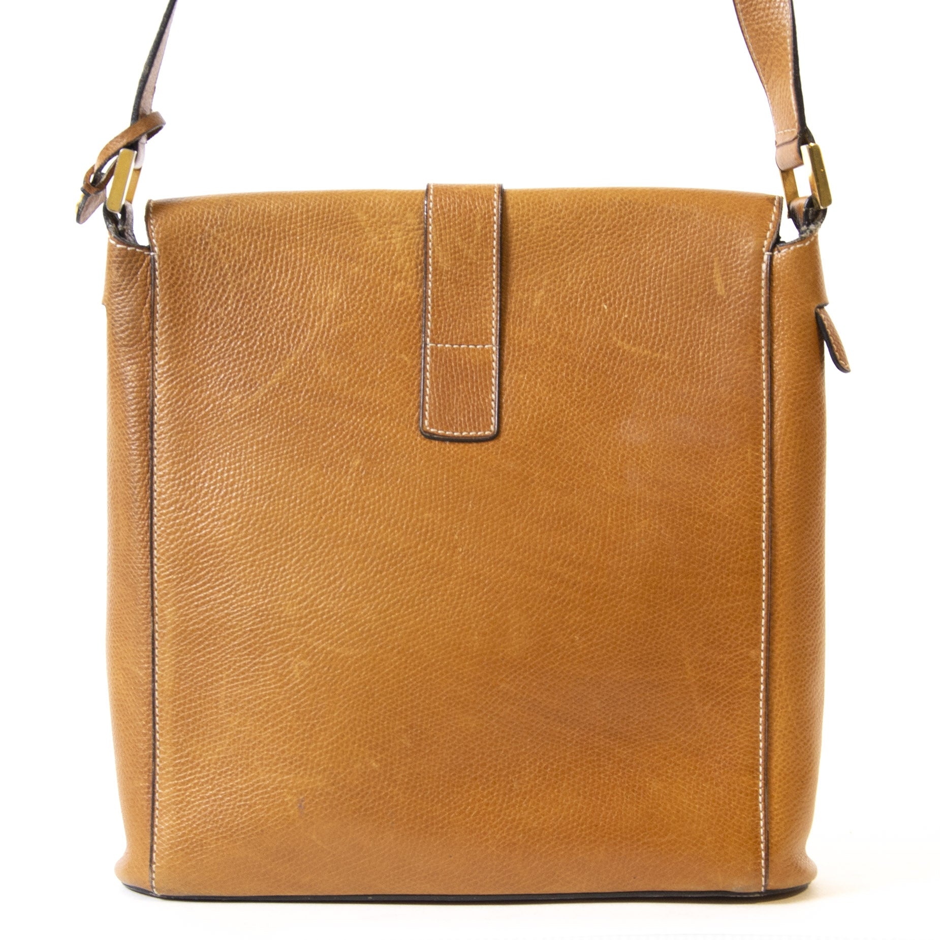 Delvaux Cognac Leren Schoudertas