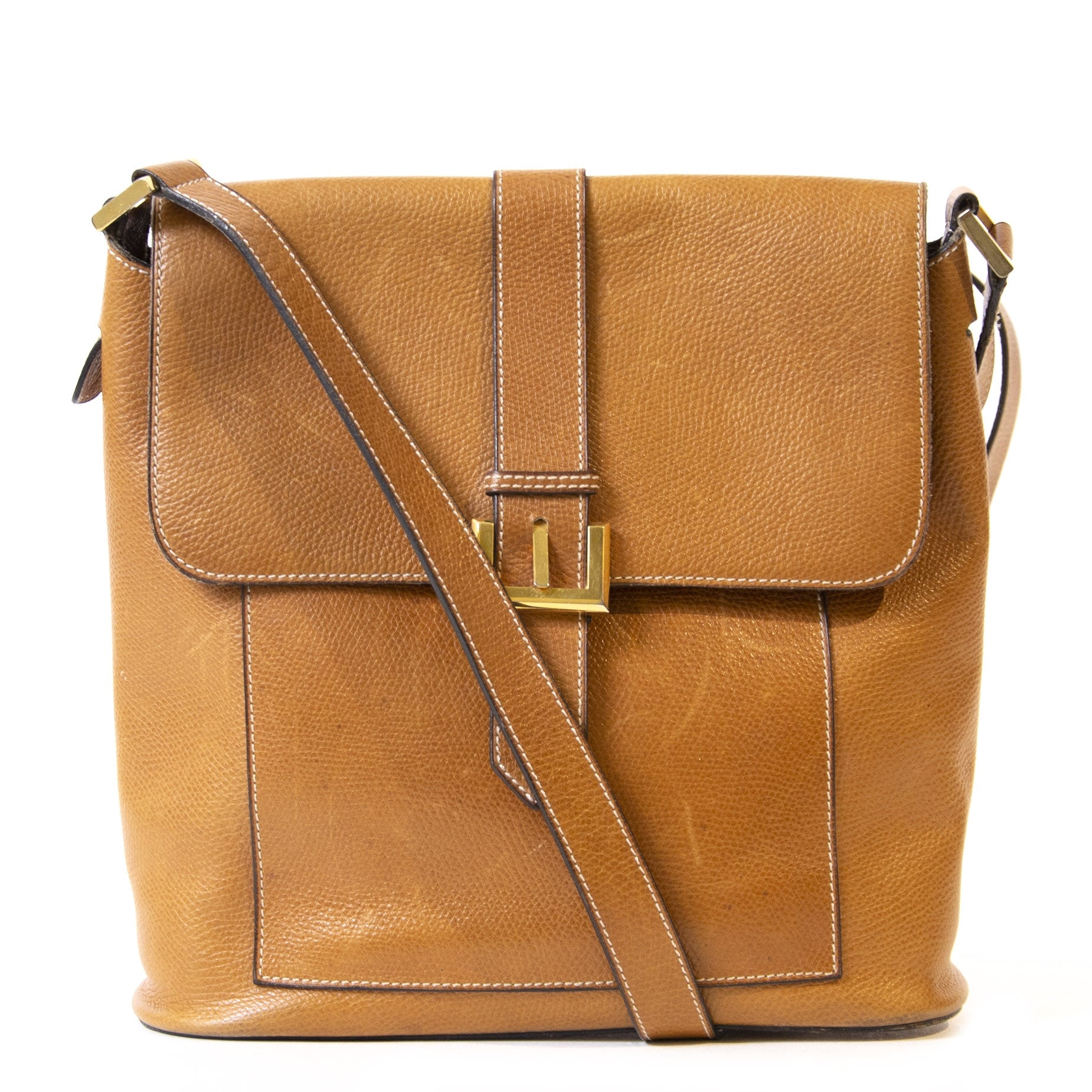 Delvaux Cognac Leather Shoulder Bag