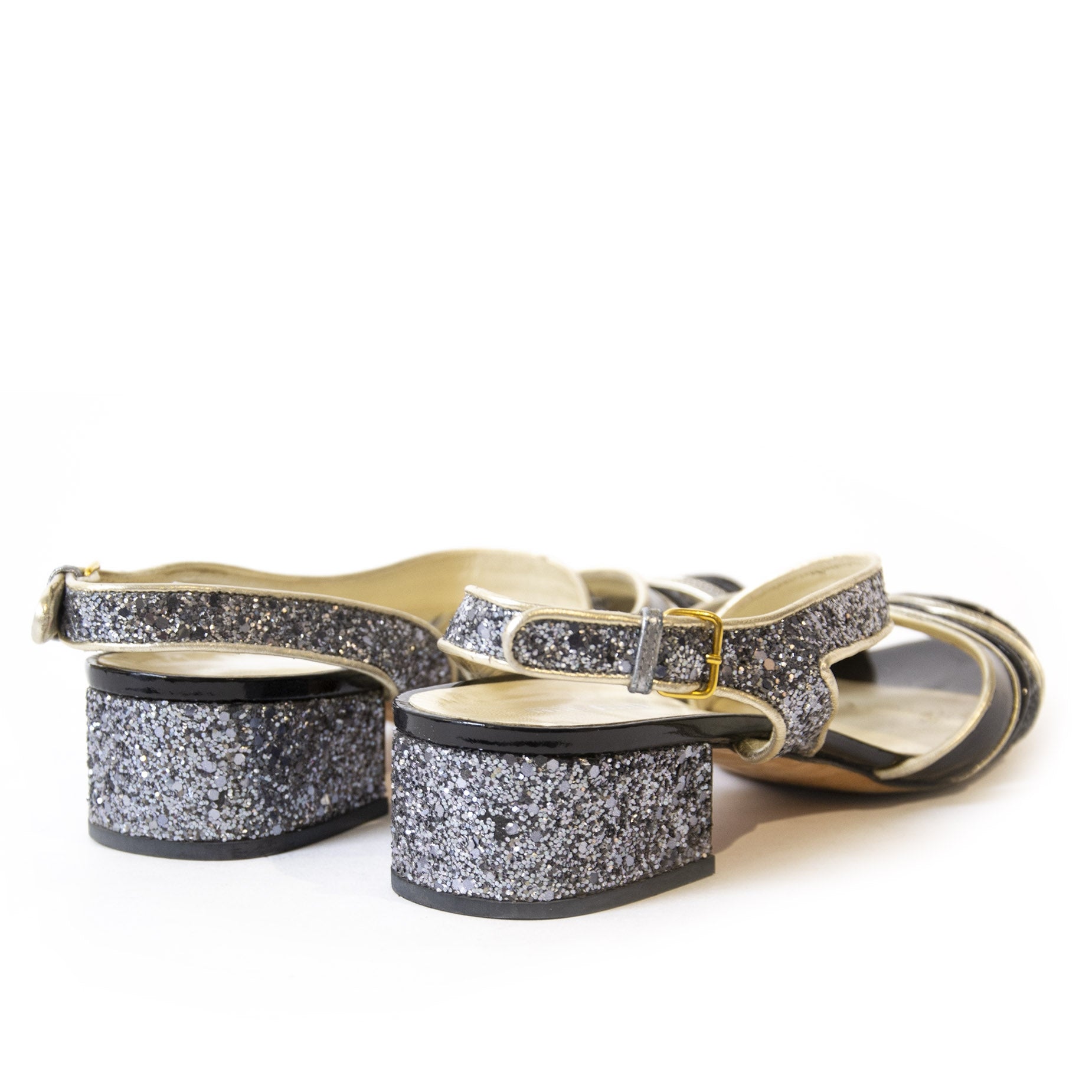 Miu Miu Glitter Sandal Heels