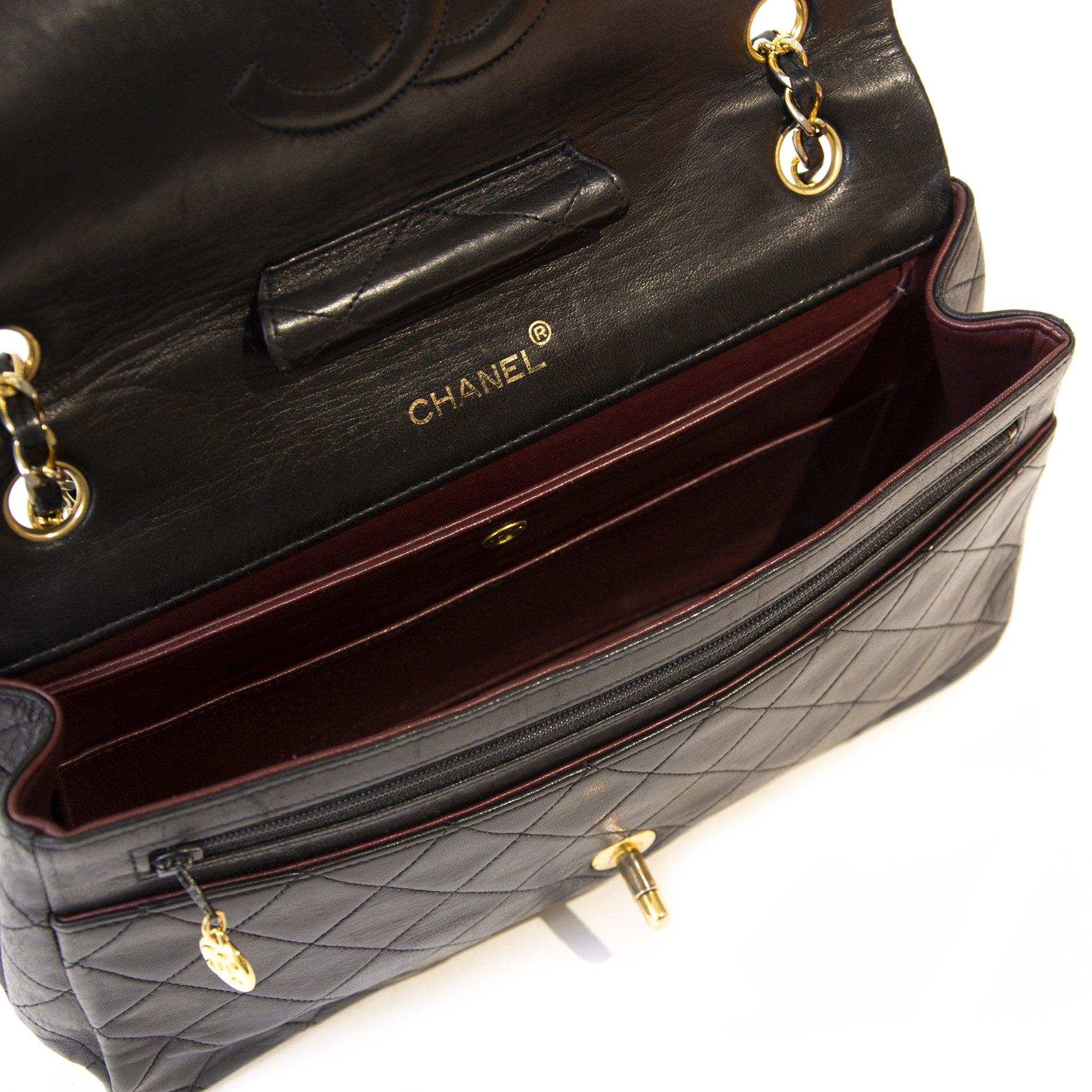 Chanel Vintage Zwarte Classic Flap Bag GHW