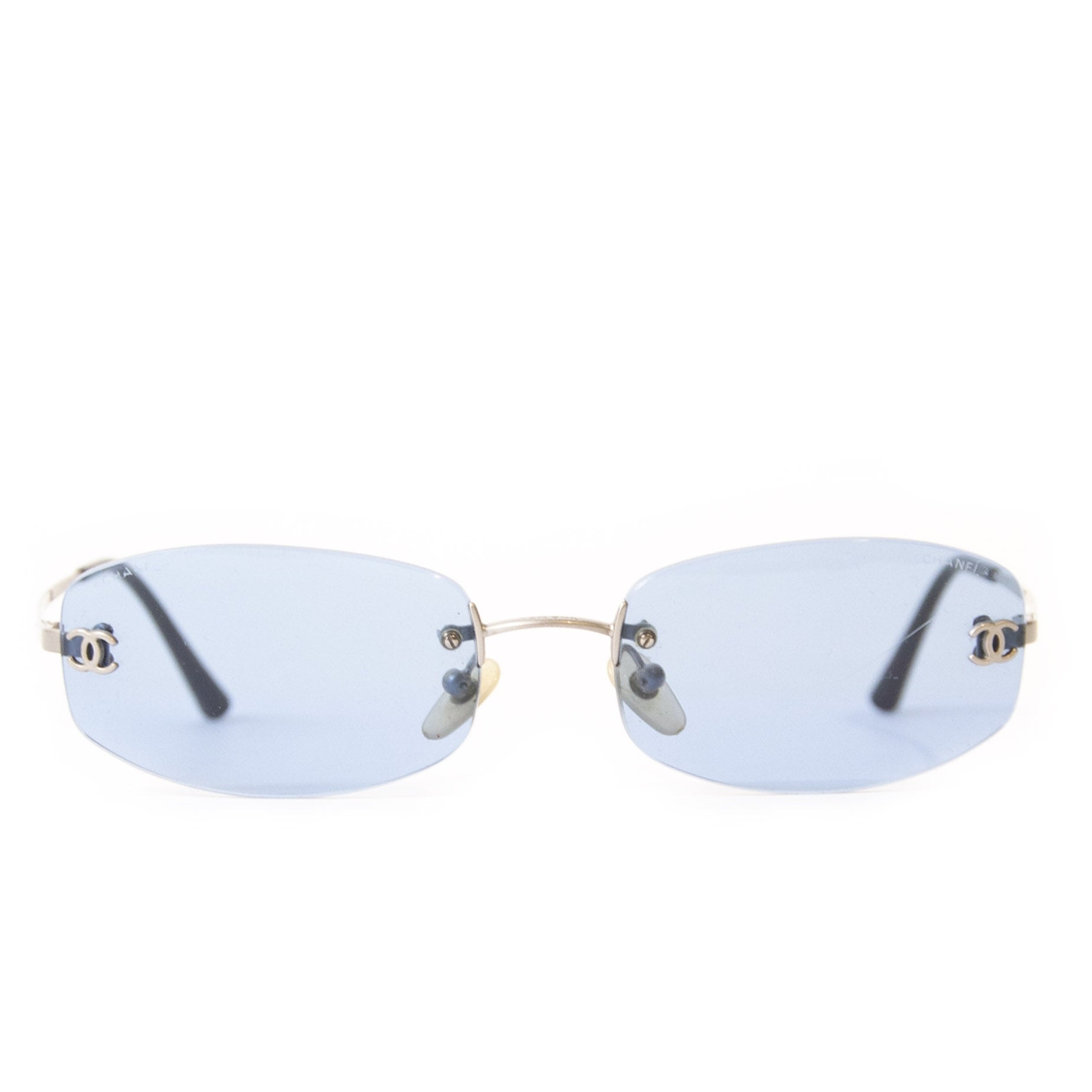 Chanel Blue Rimless Sunglasses