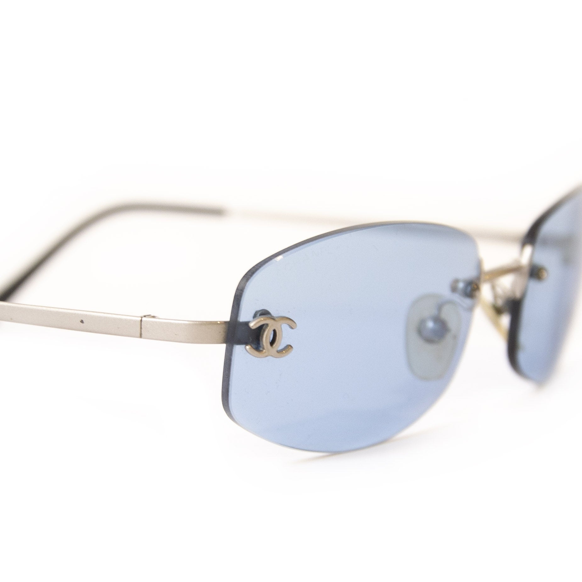 Chanel Blue Rimless Sunglasses