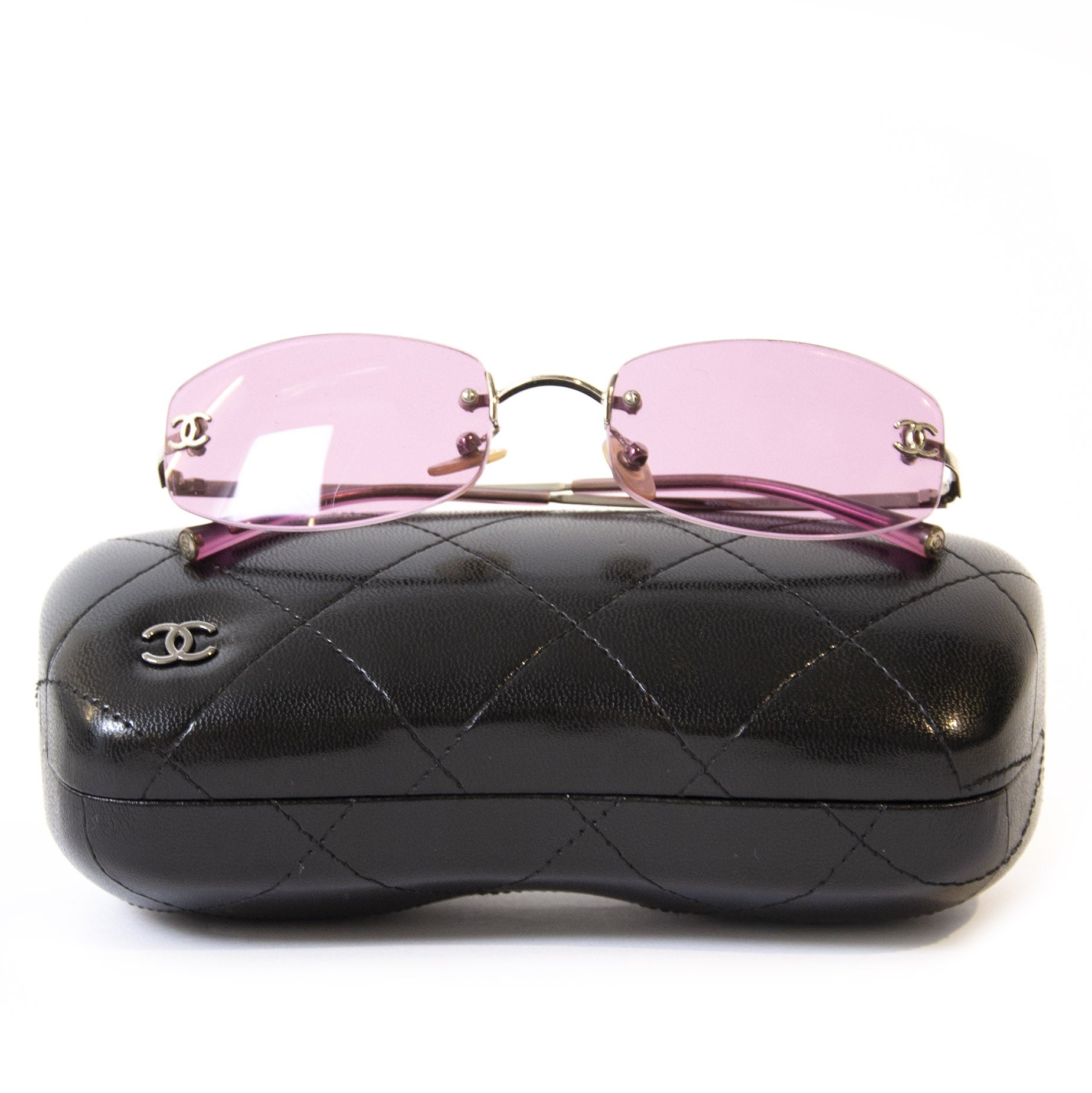 Chanel Roze Randloze CC Aviator Zonnebril