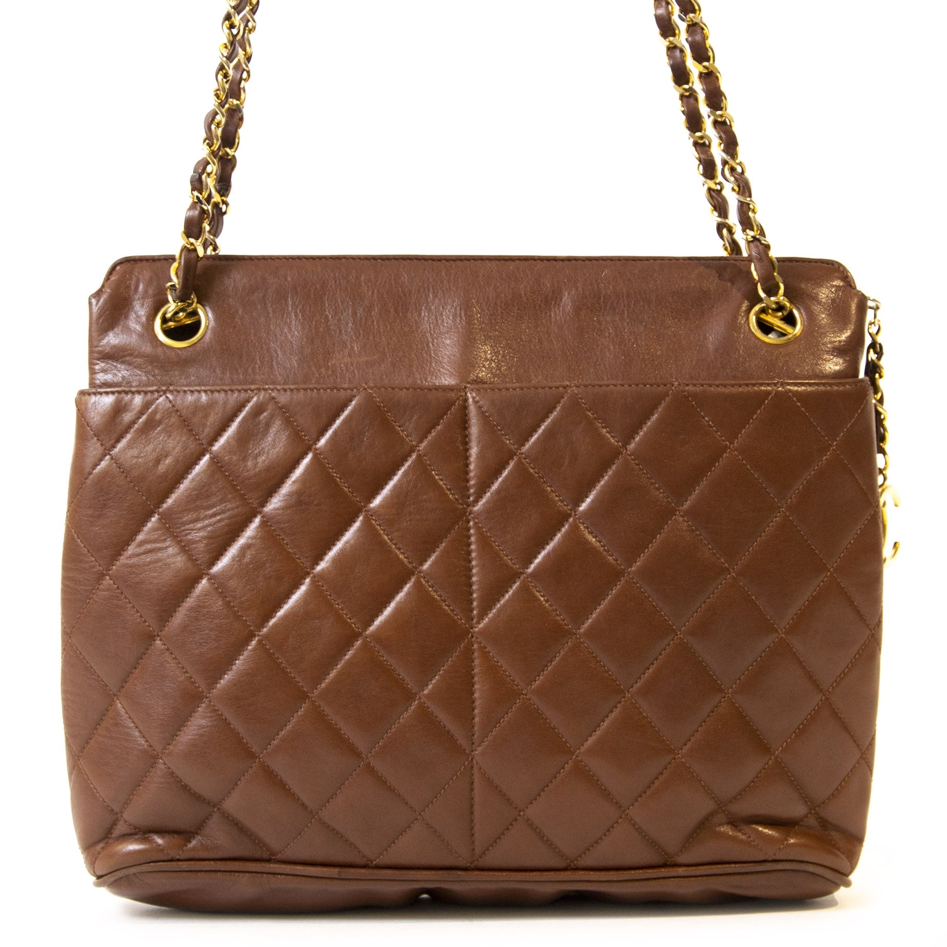 Chanel Vintage Brown Leather Classic Tote Bag