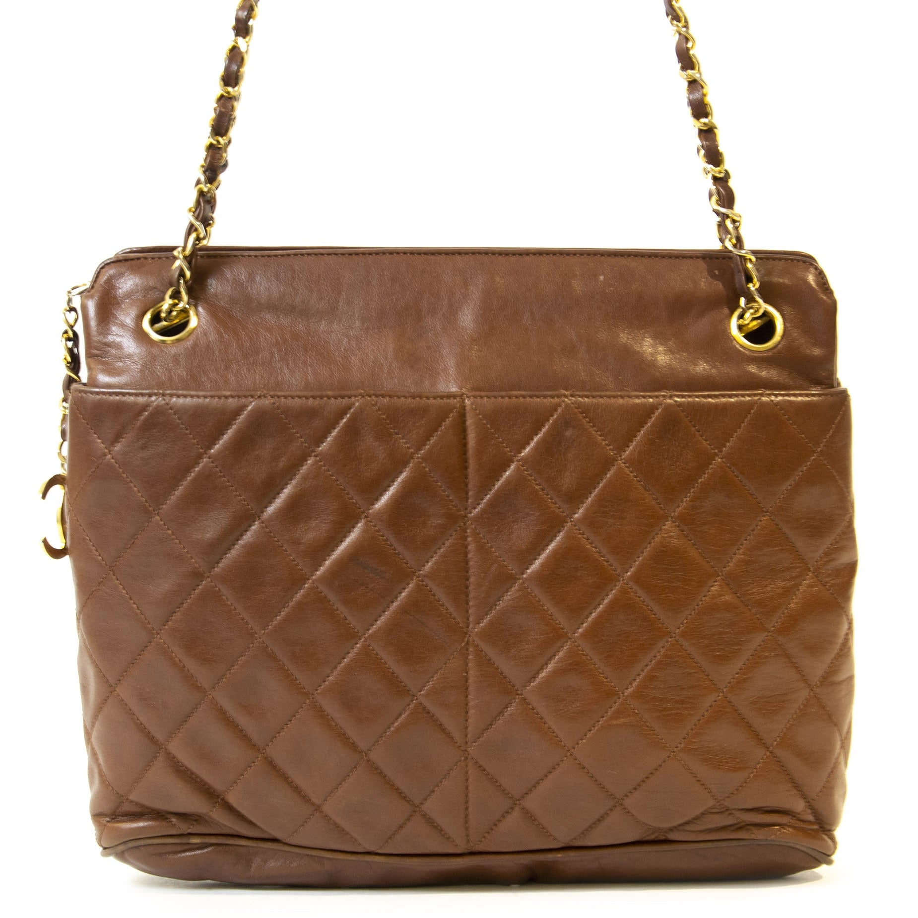 Chanel Vintage Brown Leather Classic Tote Bag