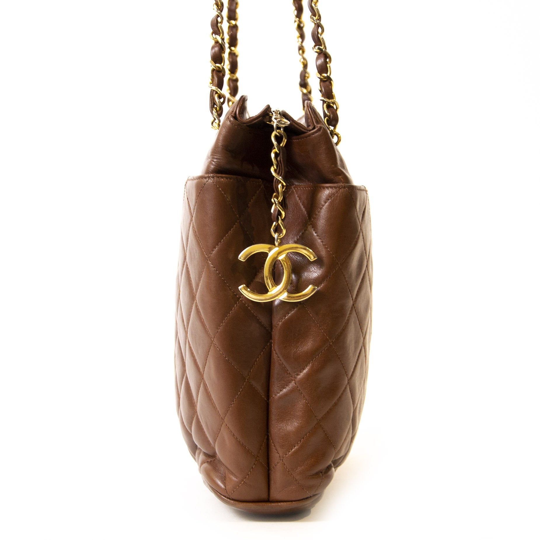 Chanel Vintage Brown Leather Classic Tote Bag